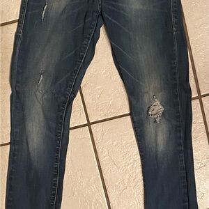 Rock & Republic Berlin Mid Rise Skinny Stretch Destroyed Blue Jeans Women Size 4